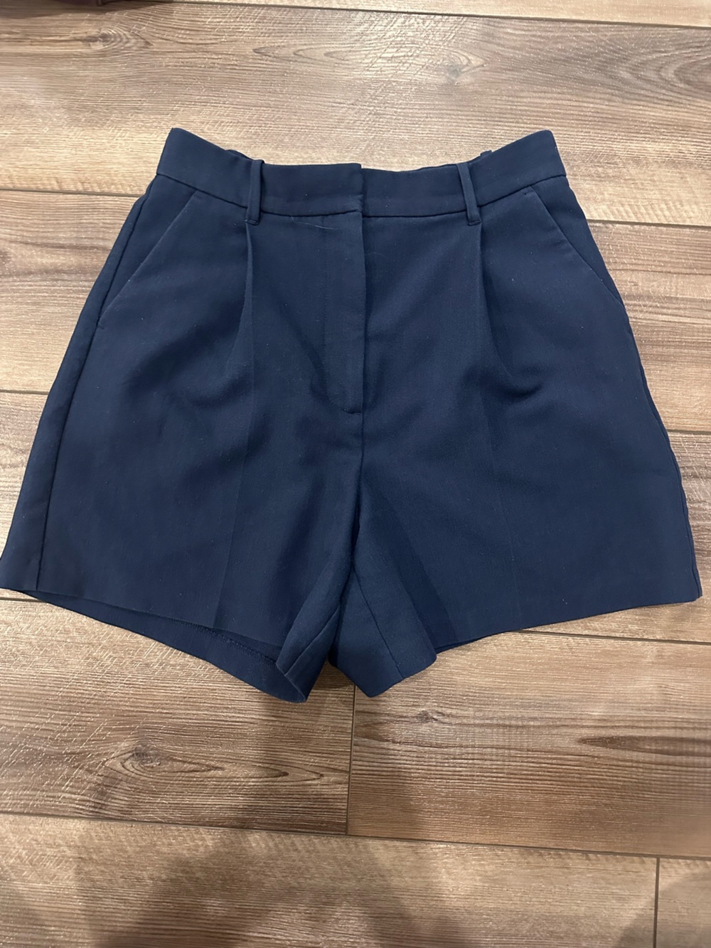 Abercrombie & Fitch Navy High-Rise Tailored Shorts